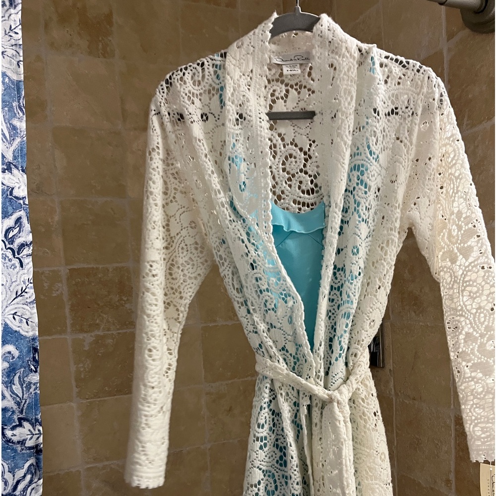 Oscar de la Renta full lace robe and nightslip